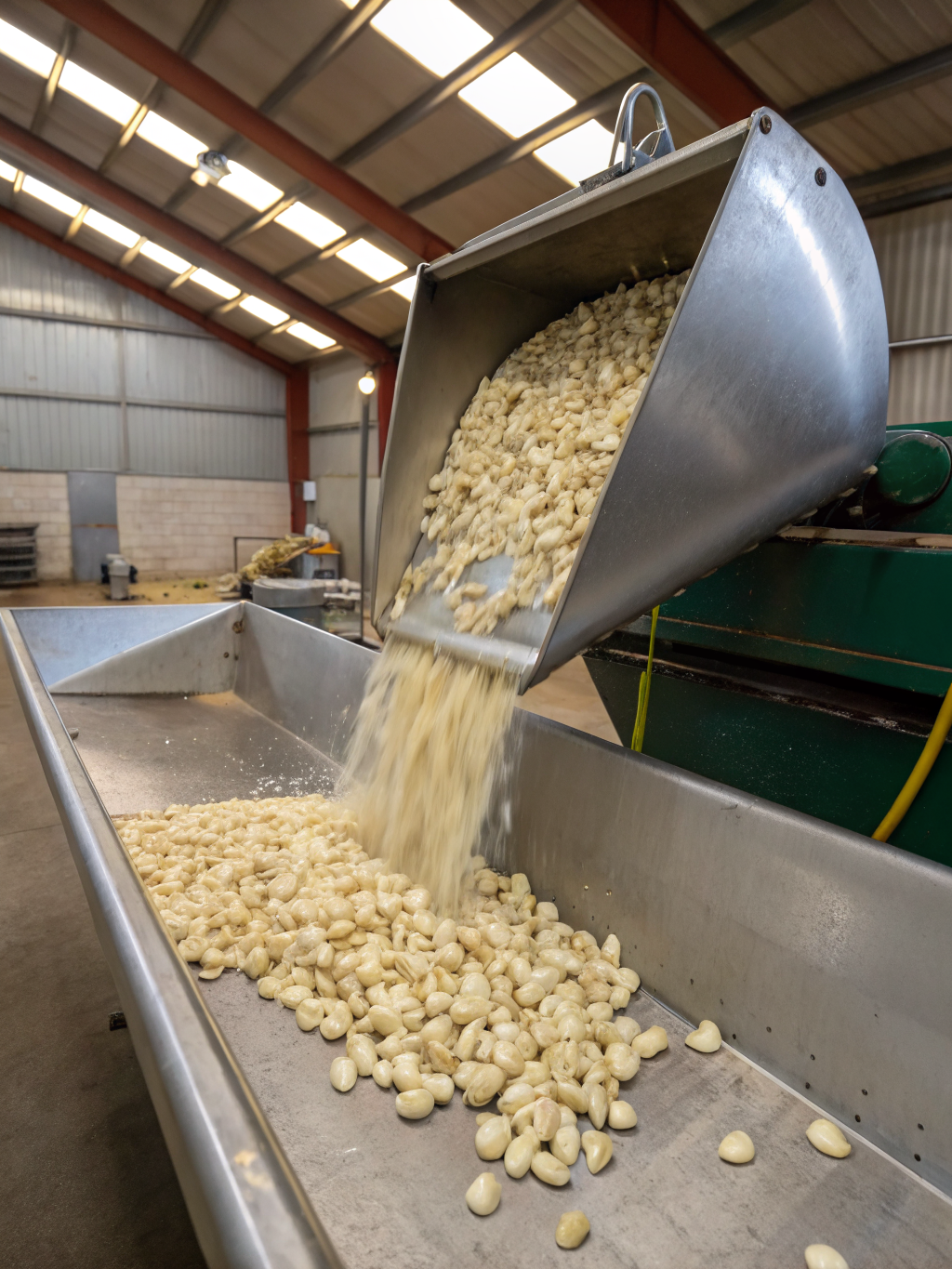 Fresh organic garlic bulbs on a clean laboratory surface